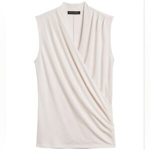 NWT Banana Republic Off White Sleeveless Wrap Effect Top Size S